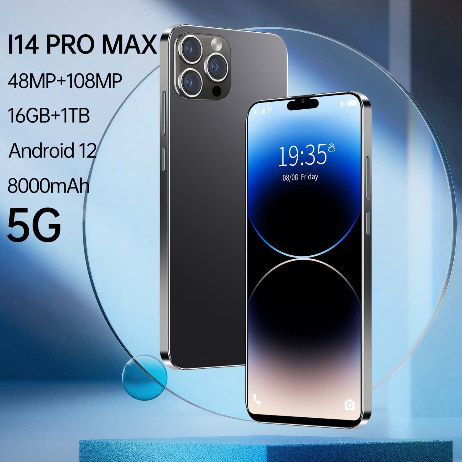 2024 Hot Selling Cheap Price 5G Smart Island Capsule Screen Smart Phone Fingerprints Unlocking Facial Recognition Mobile Phone